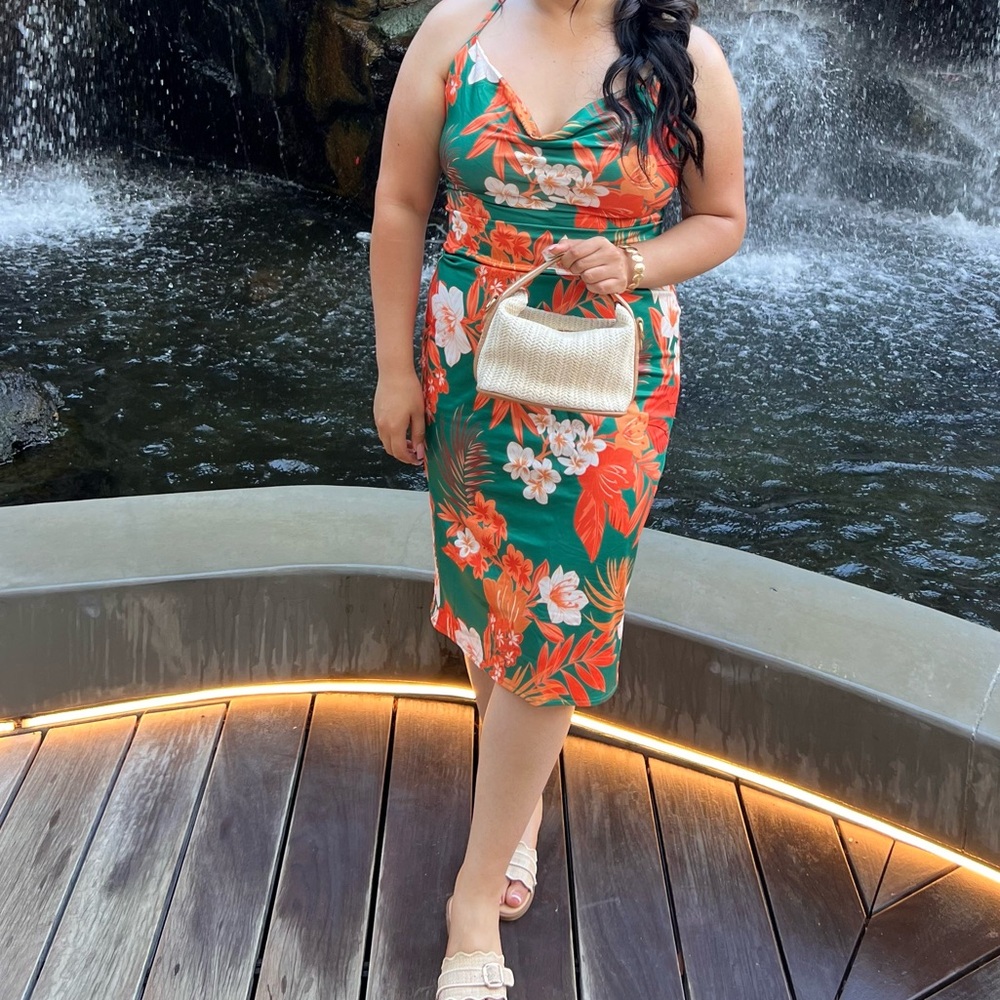 Tropical Floral Midi Dress
